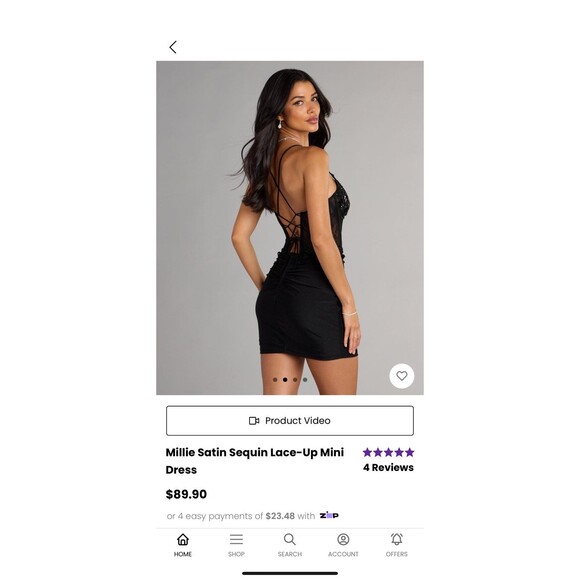 Windsor Millie Satin Sequin Lace-Up Mini Homecoming Formal Black Dress XS NEW - Picture 4 of 11